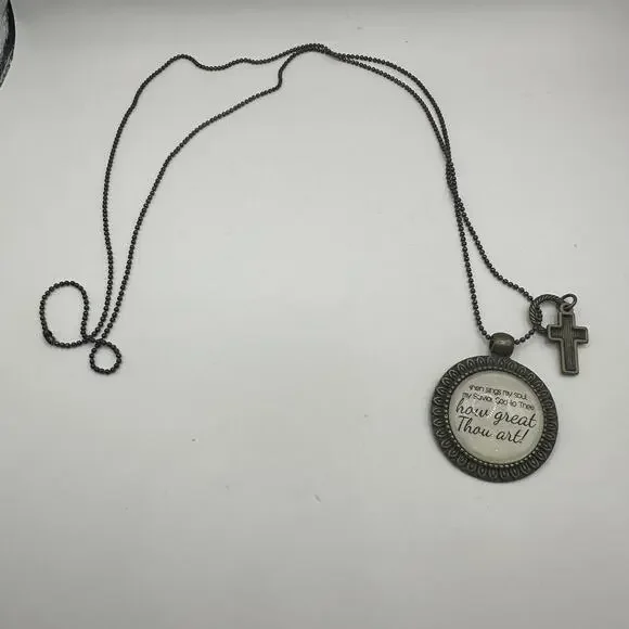 Inspirational Scripture Religious Boho Jewelry Pendant Necklace Rustic Country - Picture 2 of 6